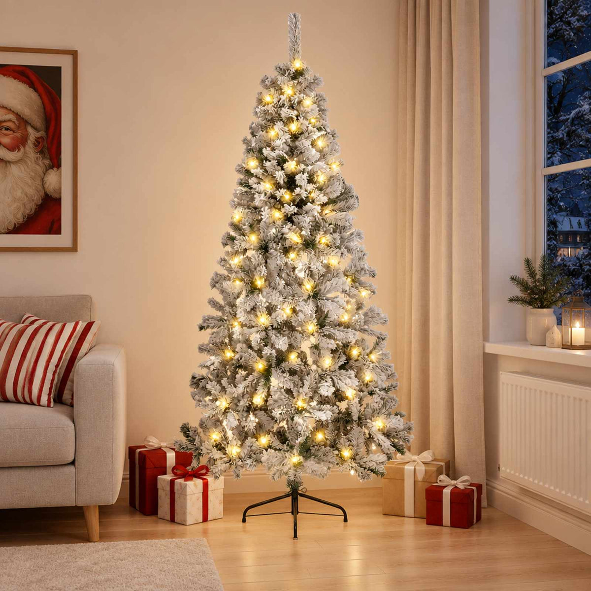 Dirbtinė Sulankstoma Kalėdų Eglutė 240 cm 300 LED Šilta balta