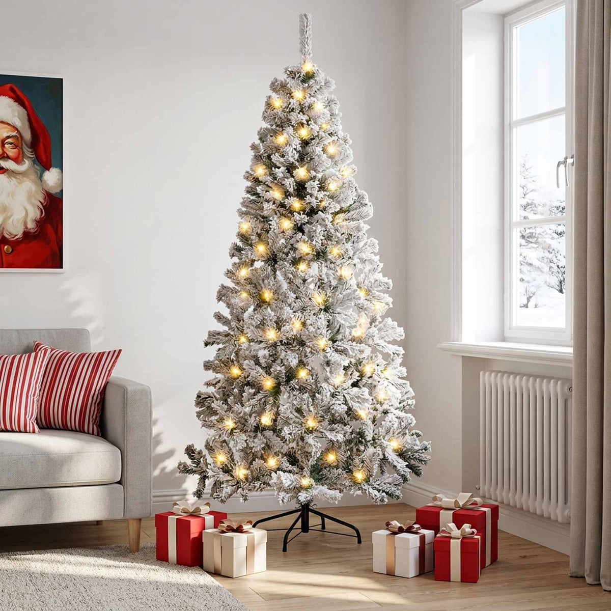 Dirbtinė Sulankstoma Kalėdų Eglutė 150 cm 150 LED Šilta balta