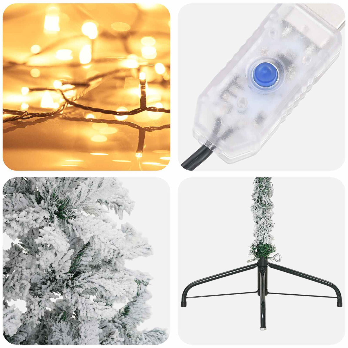Dirbtinė Sulankstoma Kalėdų Eglutė 180 cm 300 LED Šilta balta