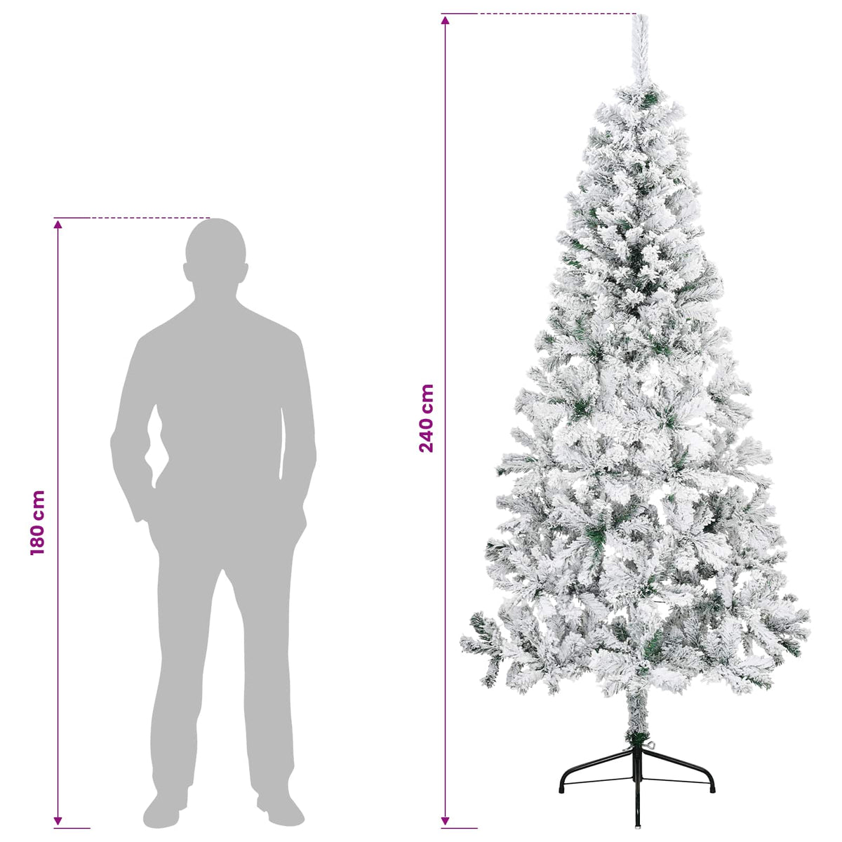 Dirbtinė Sulankstoma Kalėdų Eglutė 240 cm 300 LED Šilta balta