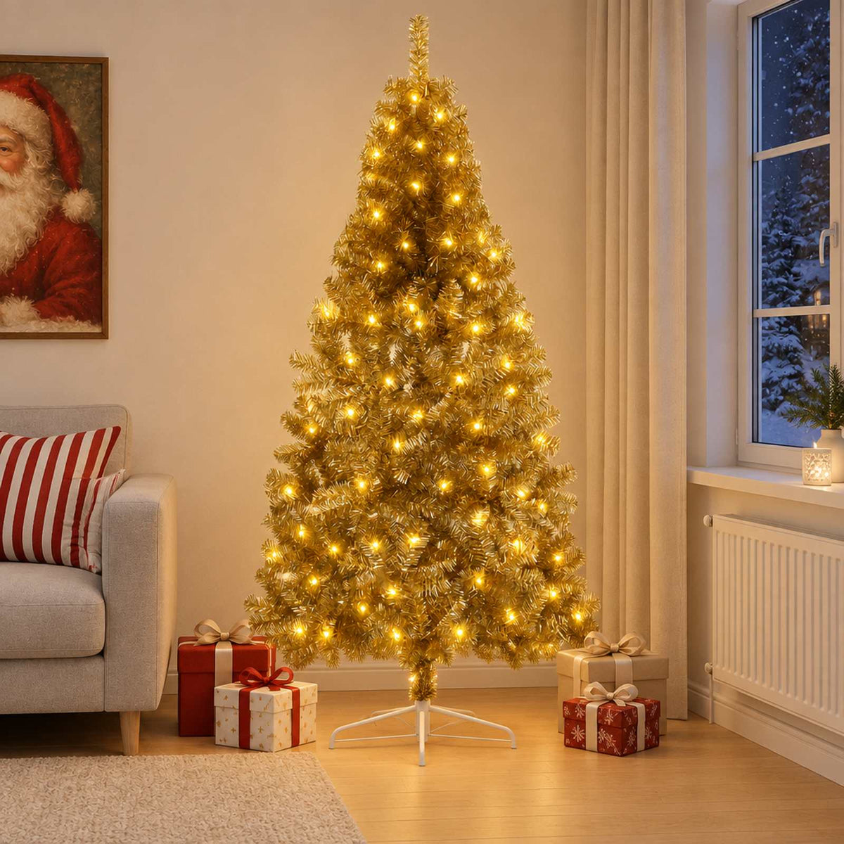 Dirbtinė Sulankstoma Kalėdų Eglutė 180 cm 300 LED Šilta balta