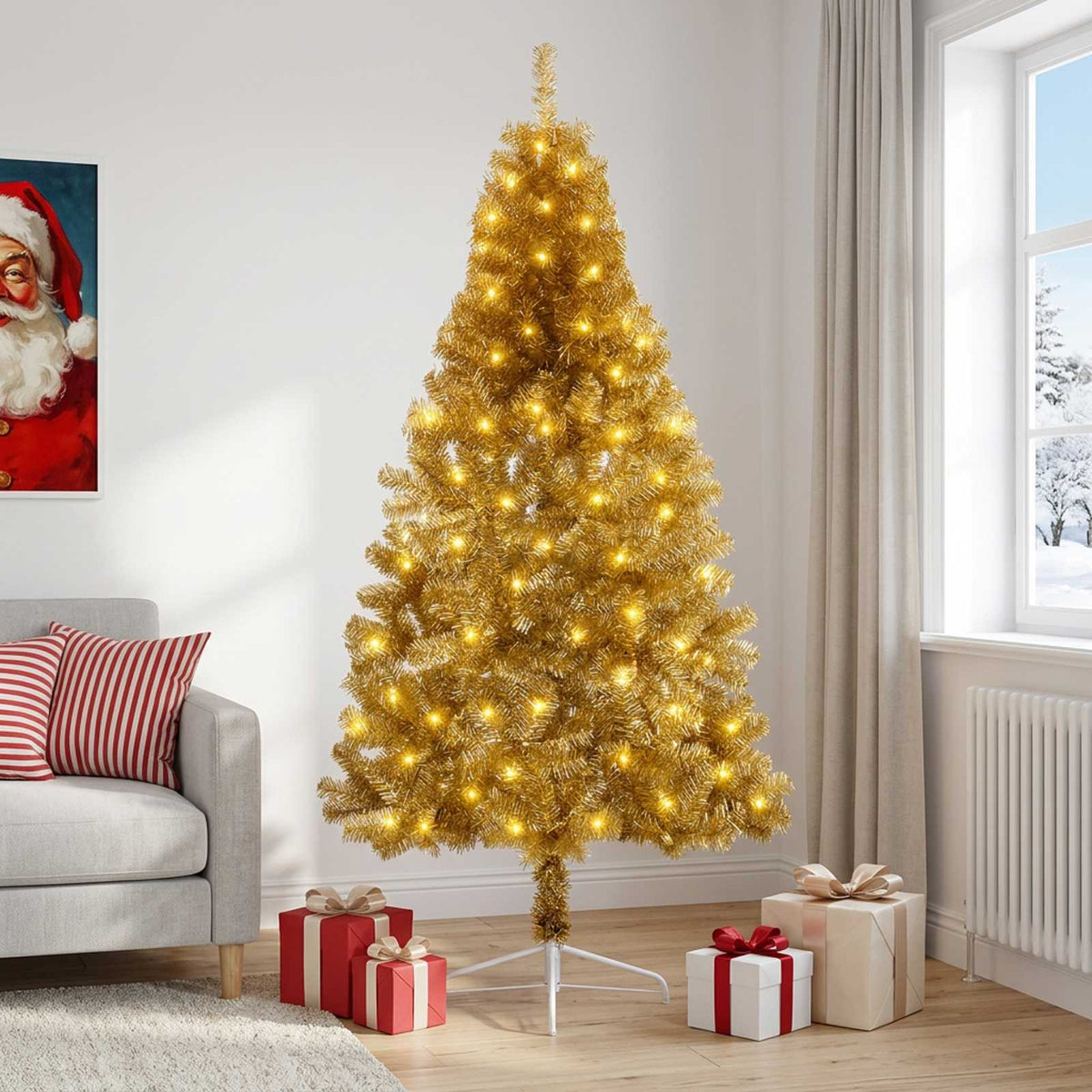 Dirbtinė Sulankstoma Kalėdų Eglutė 240 cm 300 LED Šilta balta