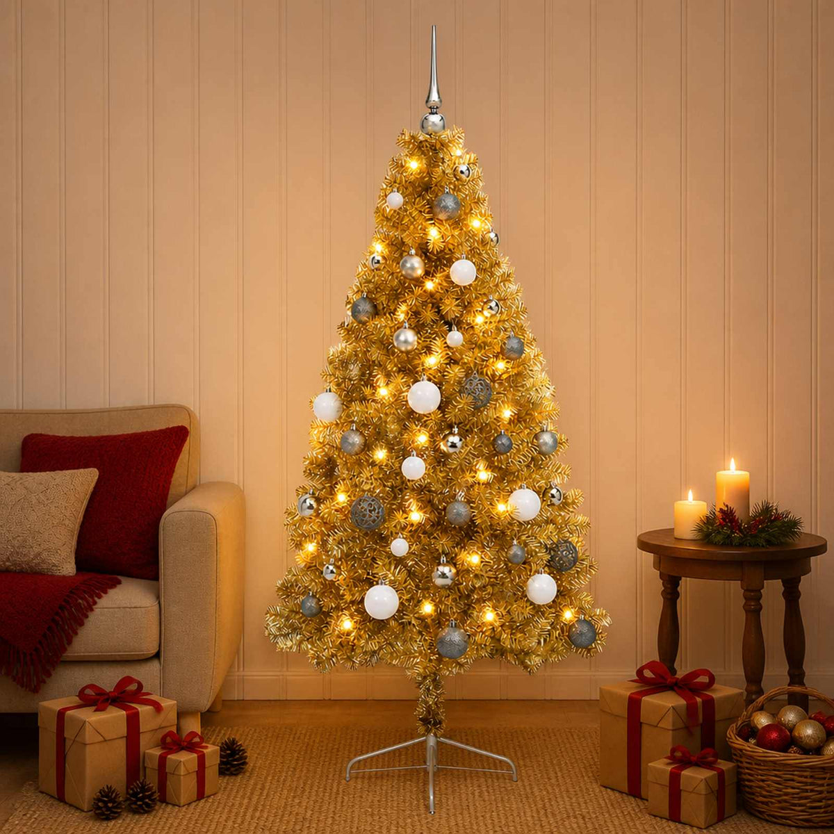 Dirbtinė kalėdinė eglutė su rutuliuku 120 cm 150 LED