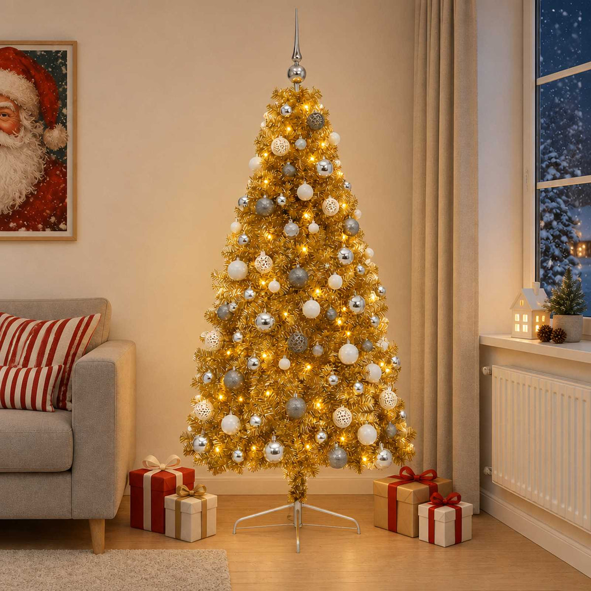 Dirbtinė kalėdinė eglutė su rutuliuku 180 cm 300 LED