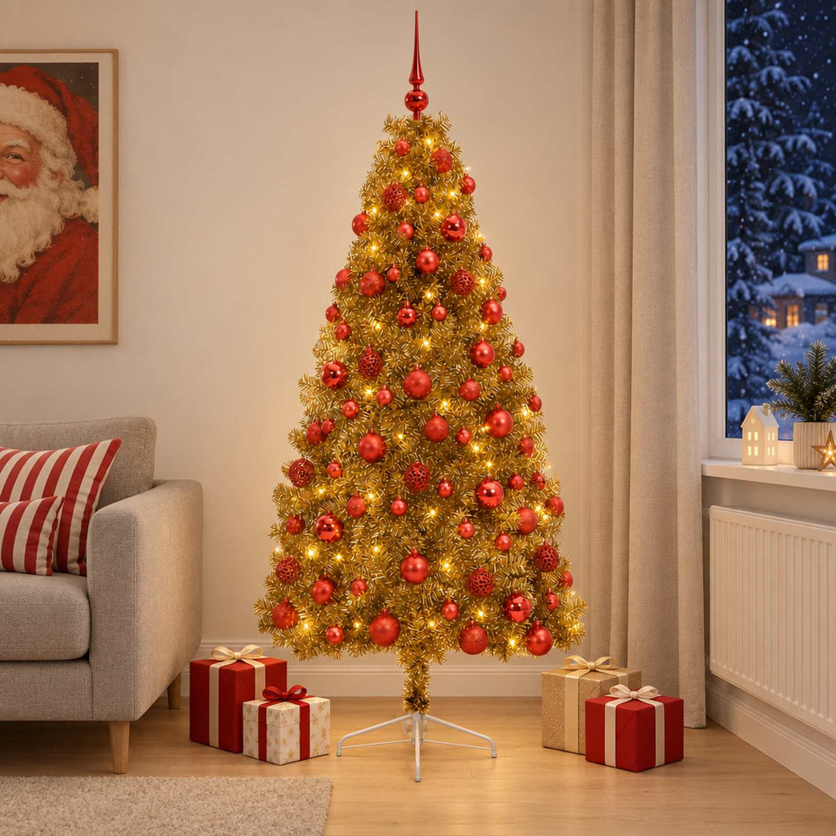 Dirbtinė kalėdinė eglutė su rutuliuku 180 cm 300 LED