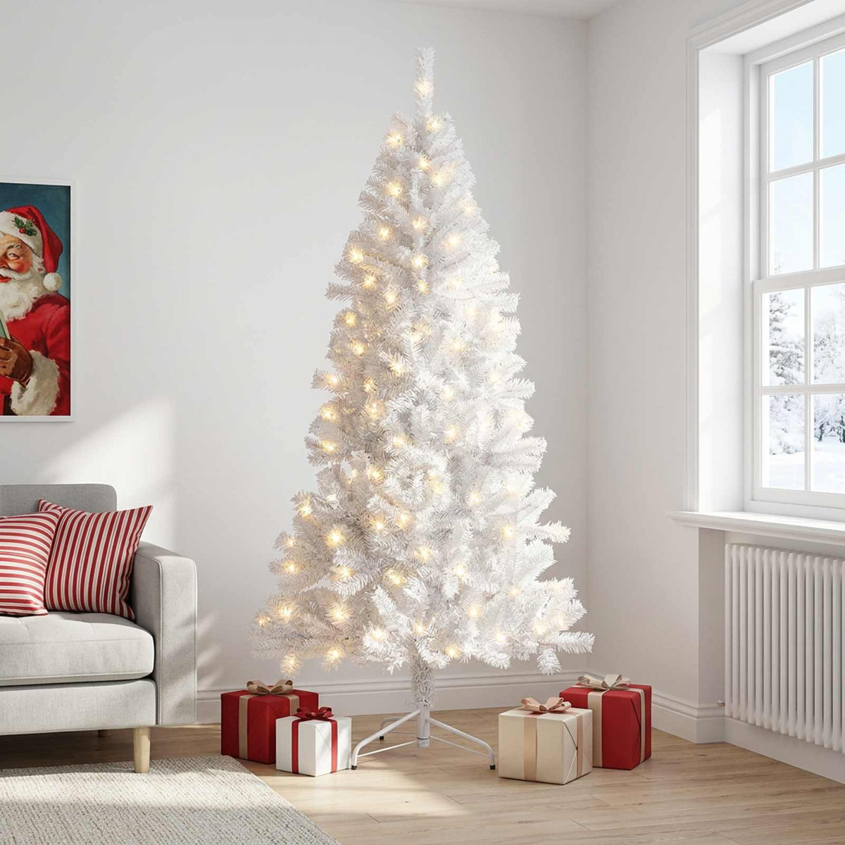 Dirbtinė Sulankstoma Kalėdų Eglutė 180 cm 300 LED Šilta balta