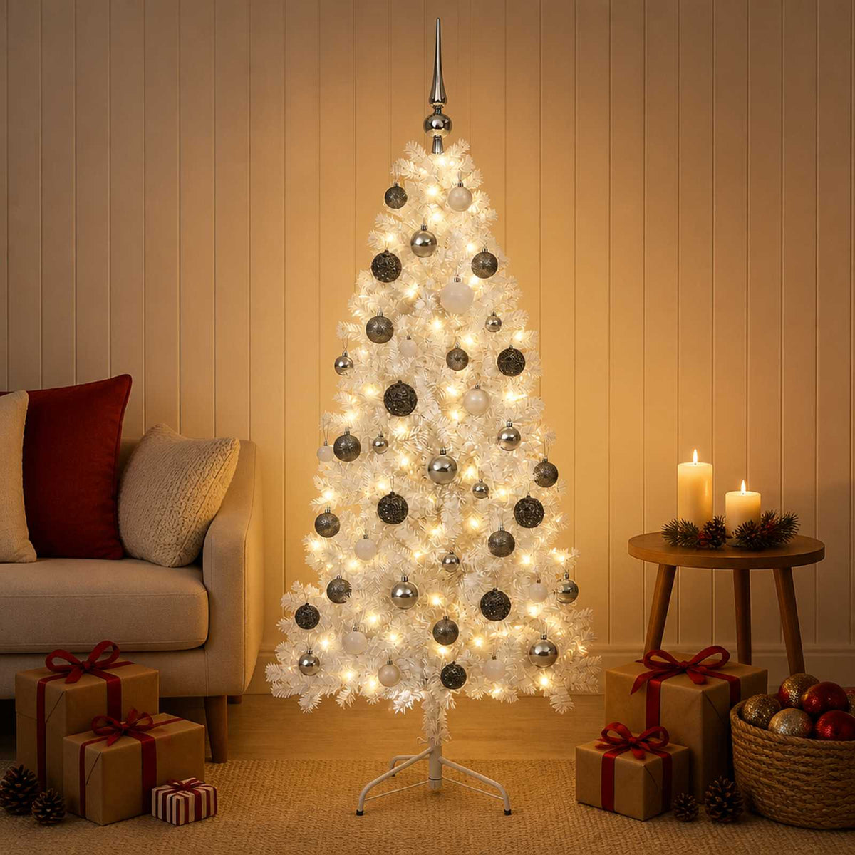 Dirbtinė kalėdinė eglutė su rutuliuku 120 cm 150 LED
