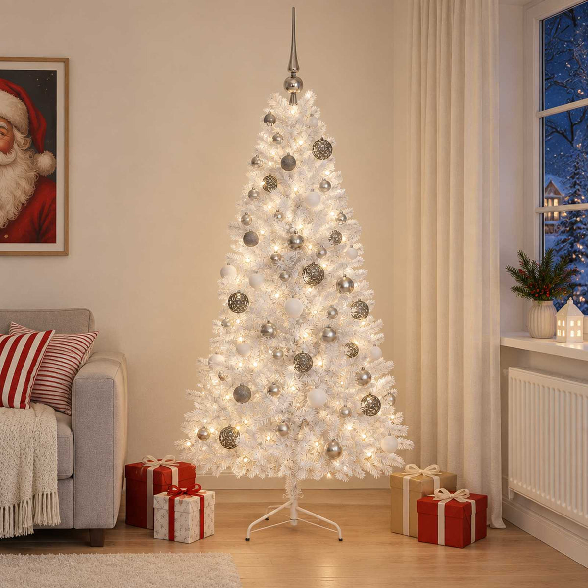 Dirbtinė kalėdinė eglutė su rutuliuku 180 cm 300 LED