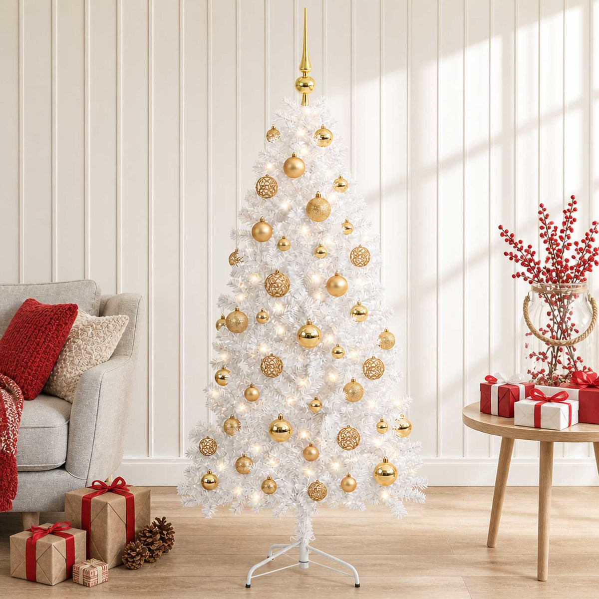 Dirbtinė Sulankstoma Kalėdų Eglutė 150 cm 150 LED Šilta balta