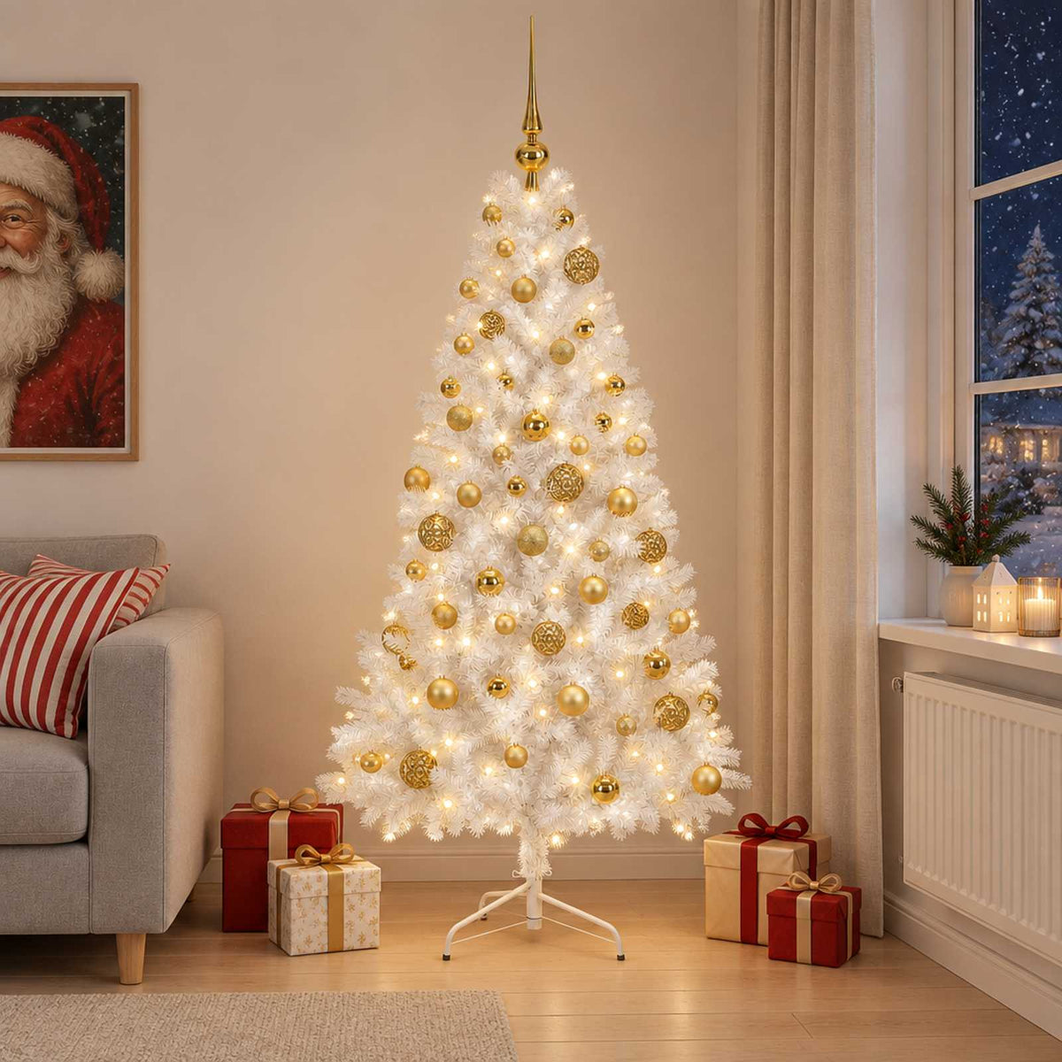 Dirbtinė kalėdinė eglutė su rutuliuku 180 cm 300 LED