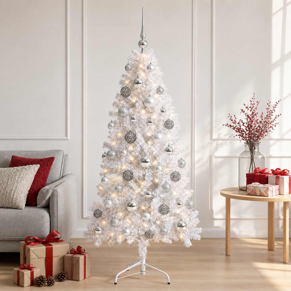 Dirbtinė kalėdinė eglutė su rutuliuku 120 cm 150 LED