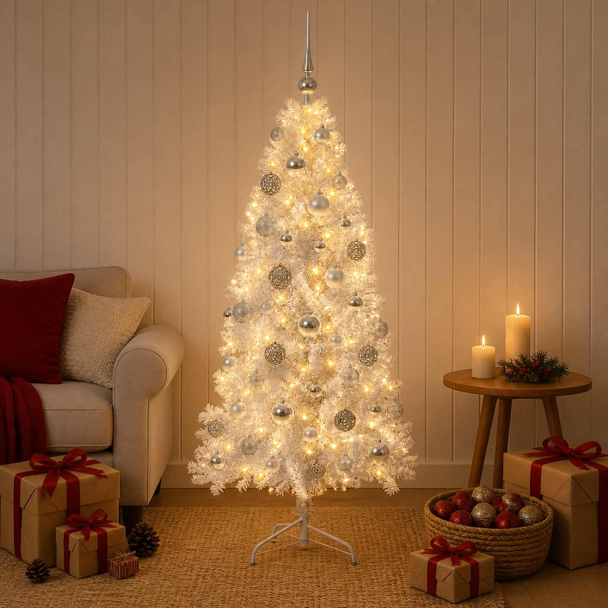 Dirbtinė Sulankstoma Kalėdų Eglutė 150 cm 150 LED Šilta balta