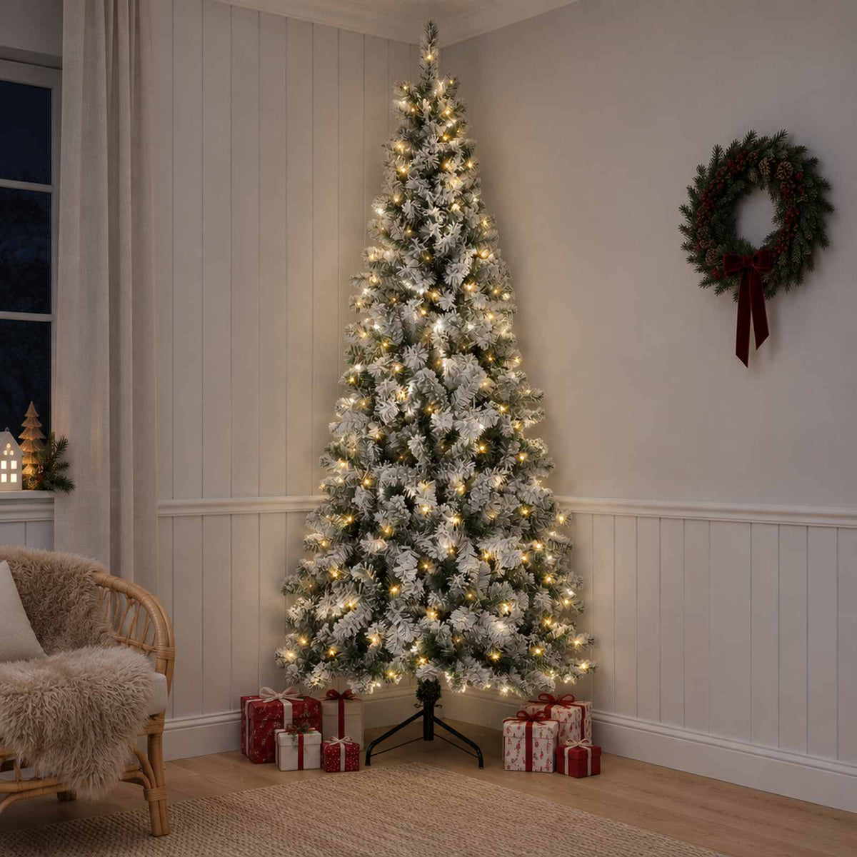 Dirbtinė Sulankstoma Kalėdų Eglutė 240 cm 300 LED Šilta balta