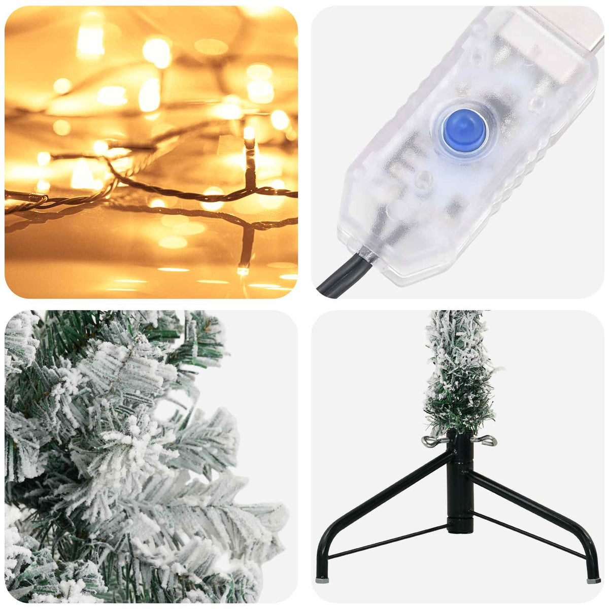 Dirbtinė Sulankstoma Kalėdų Eglutė 180 cm 300 LED Šilta balta