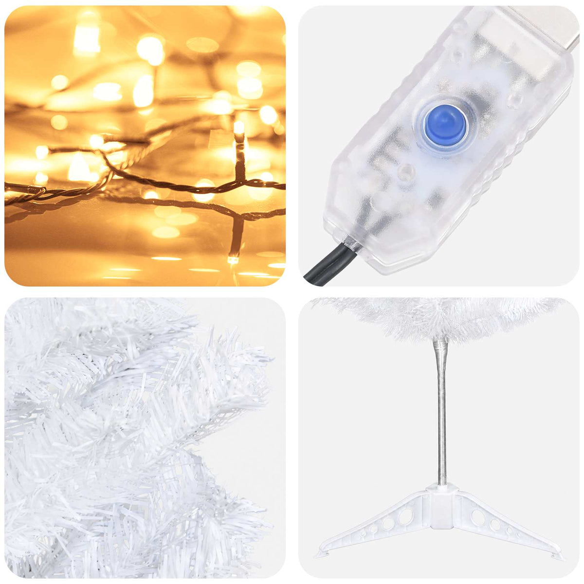 Dirbtinis lieknas Kalėdų medis 120 cm 150 LED Šilta balta