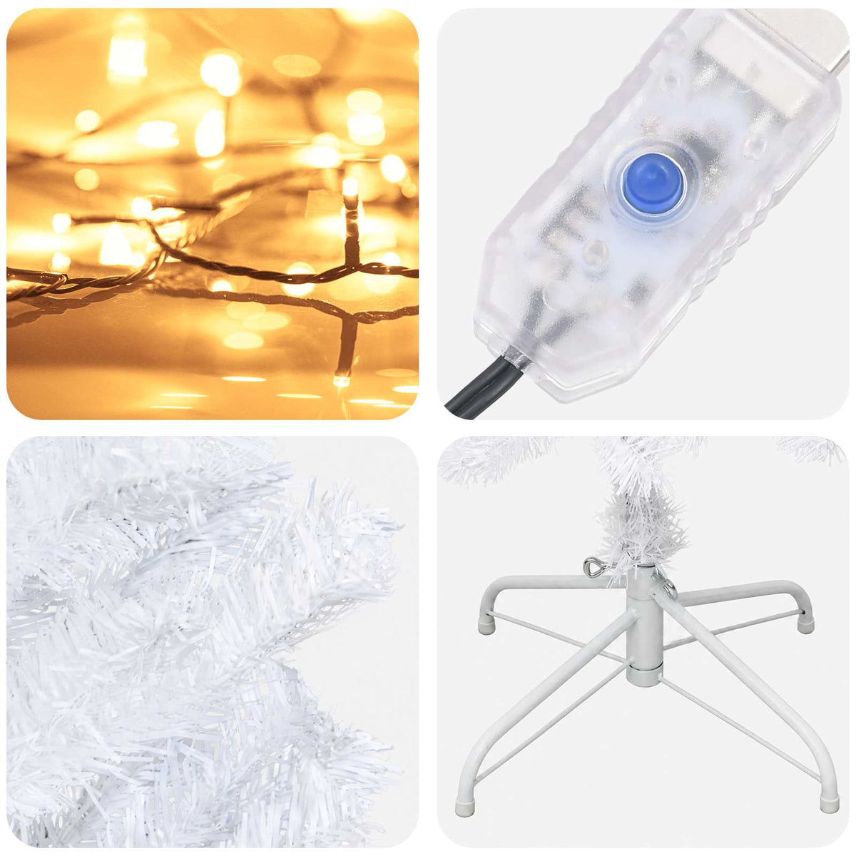 Dirbtinis lieknas Kalėdų medis 240 cm 300 LED Šilta balta
