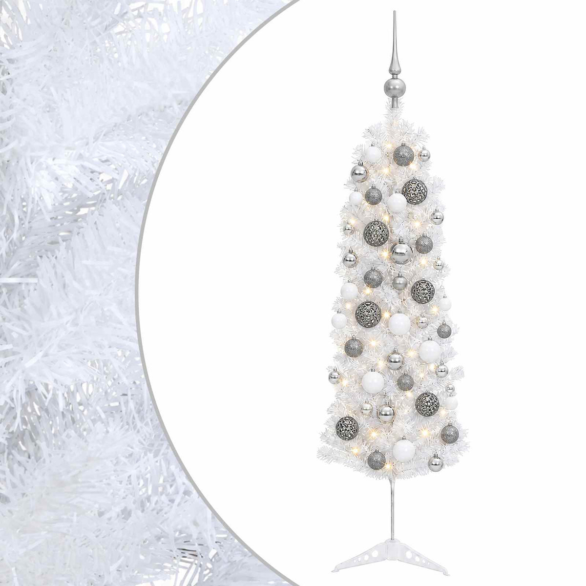Dirbtinė siaura kalėdinė eglutė su žaisliuku 150 cm 150 LED