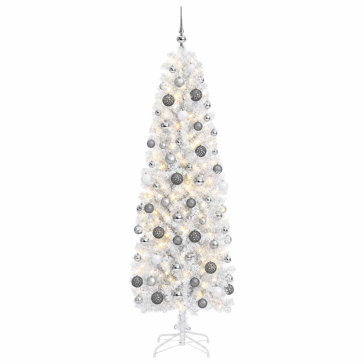 Dirbtinė siaura kalėdinė eglutė su žaisliuku 210 cm 300 LED