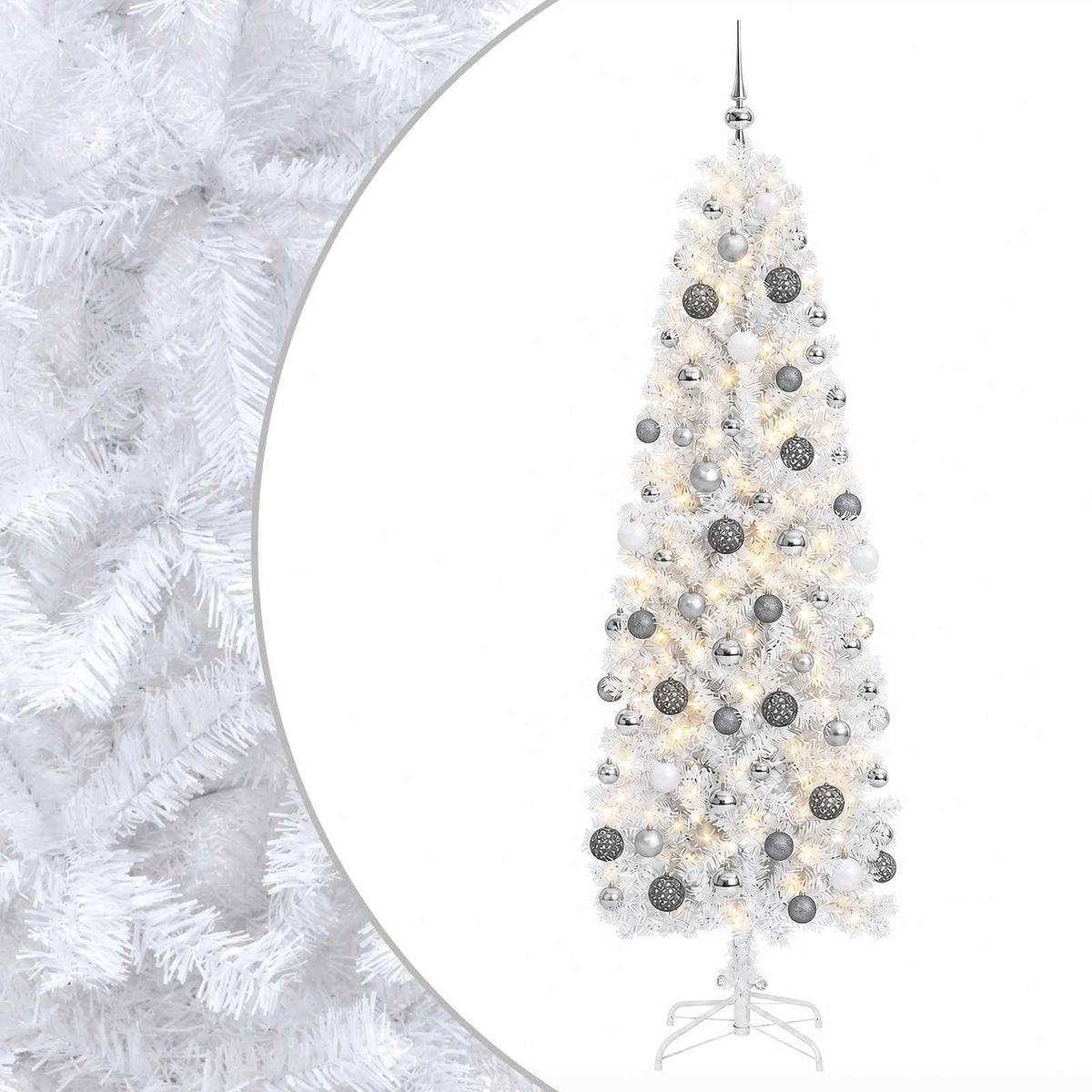 Dirbtinė siaura kalėdinė eglutė su žaisliuku 240 cm 300 LED