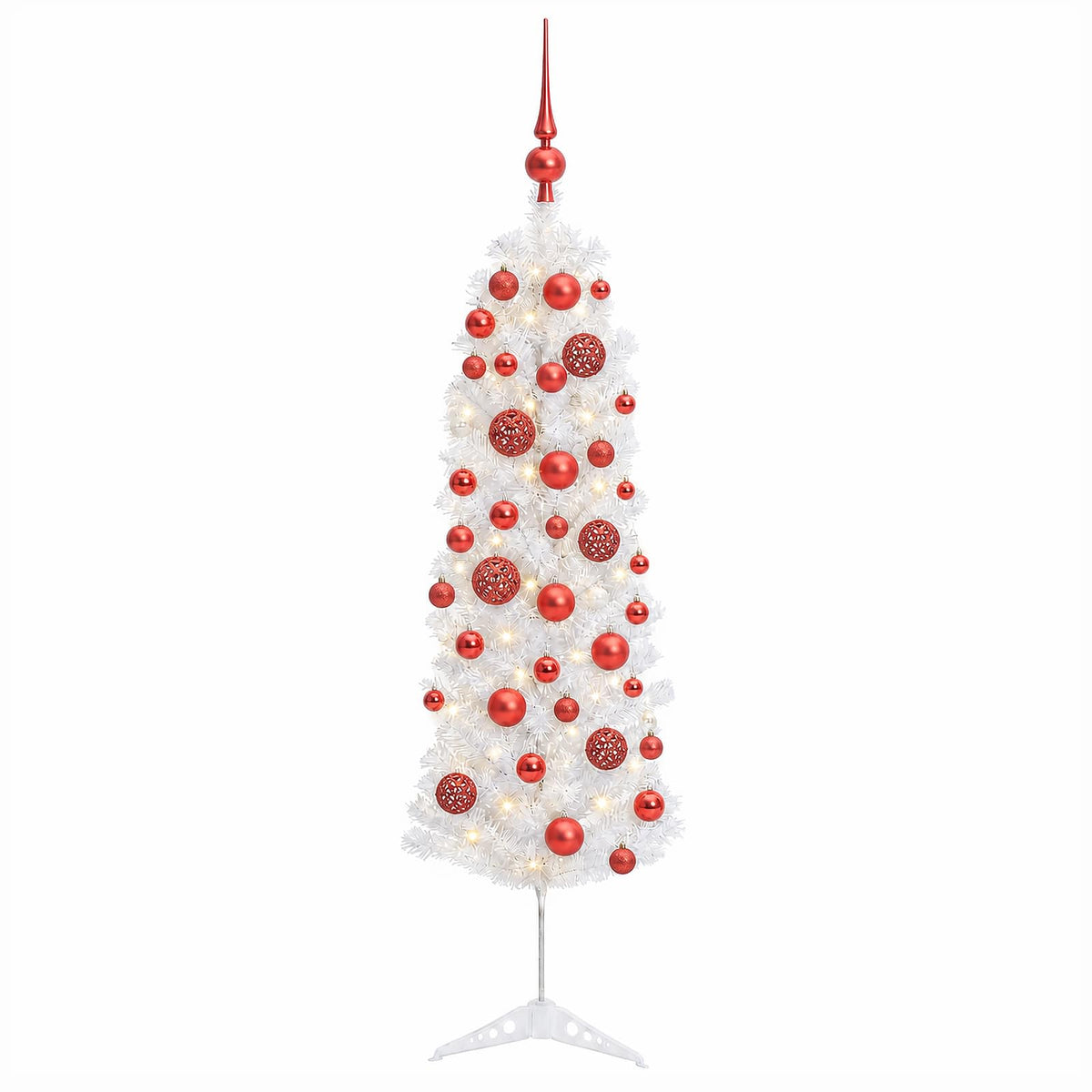 Dirbtinė siaura kalėdinė eglutė su žaisliuku 120 cm 150 LED