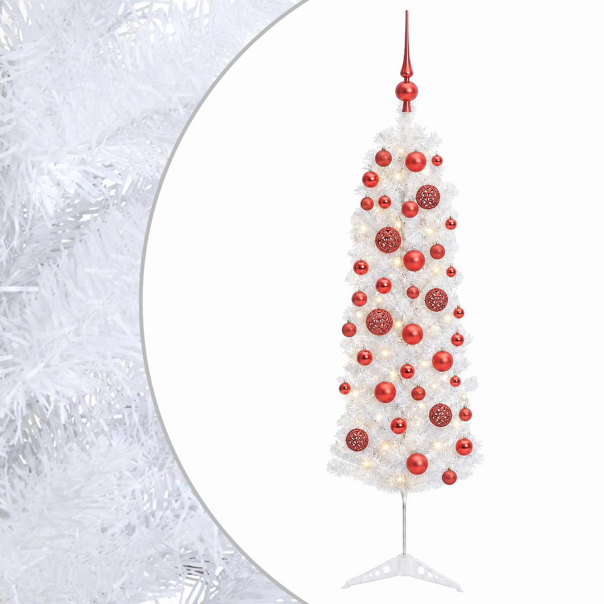 Dirbtinė siaura kalėdinė eglutė su žaisliuku 150 cm 150 LED