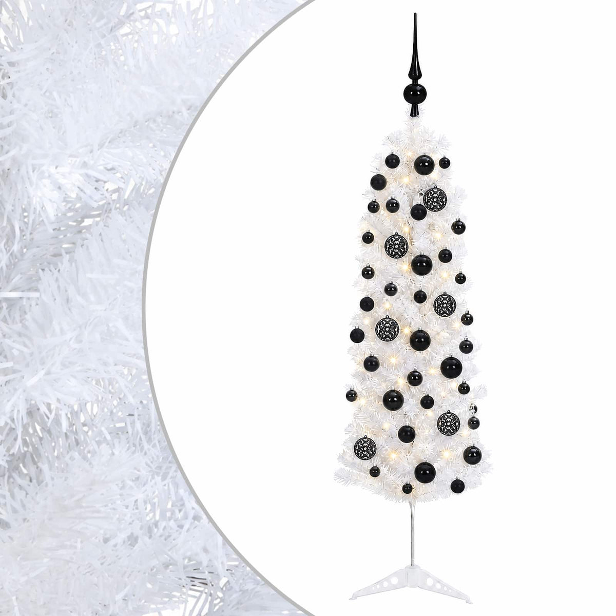 Dirbtinė siaura kalėdinė eglutė su žaisliuku 120 cm 150 LED