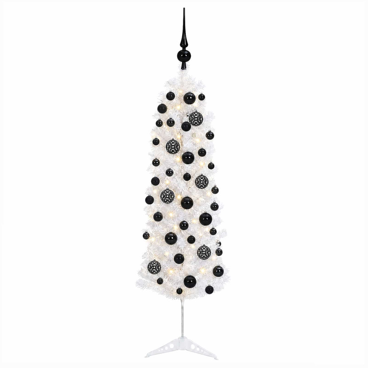 Dirbtinė siaura kalėdinė eglutė su žaisliuku 120 cm 150 LED