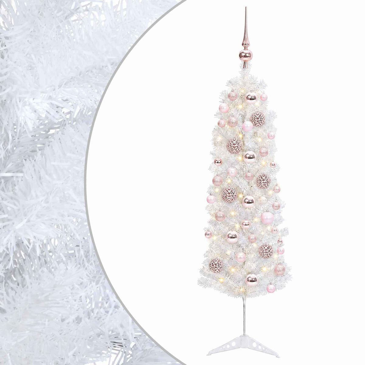Dirbtinė siaura kalėdinė eglutė su žaisliuku 120 cm 150 LED