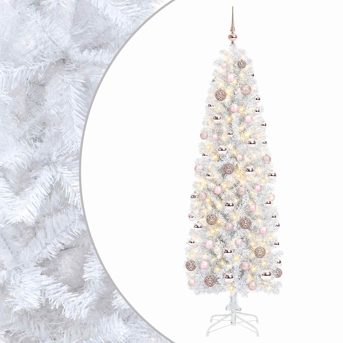 Dirbtinė siaura kalėdinė eglutė su žaisliuku 210 cm 300 LED