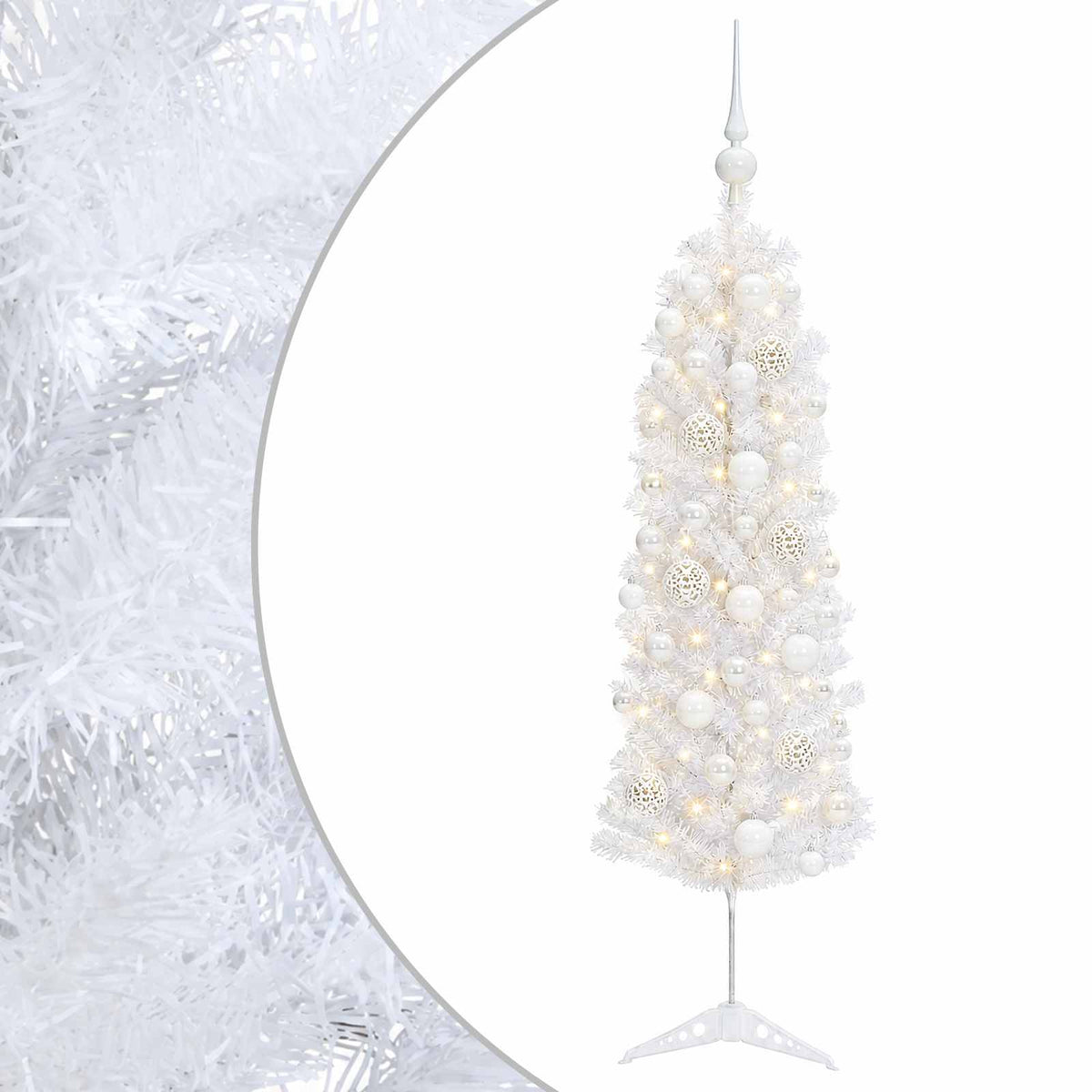 Dirbtinė siaura kalėdinė eglutė su žaisliuku 120 cm 150 LED