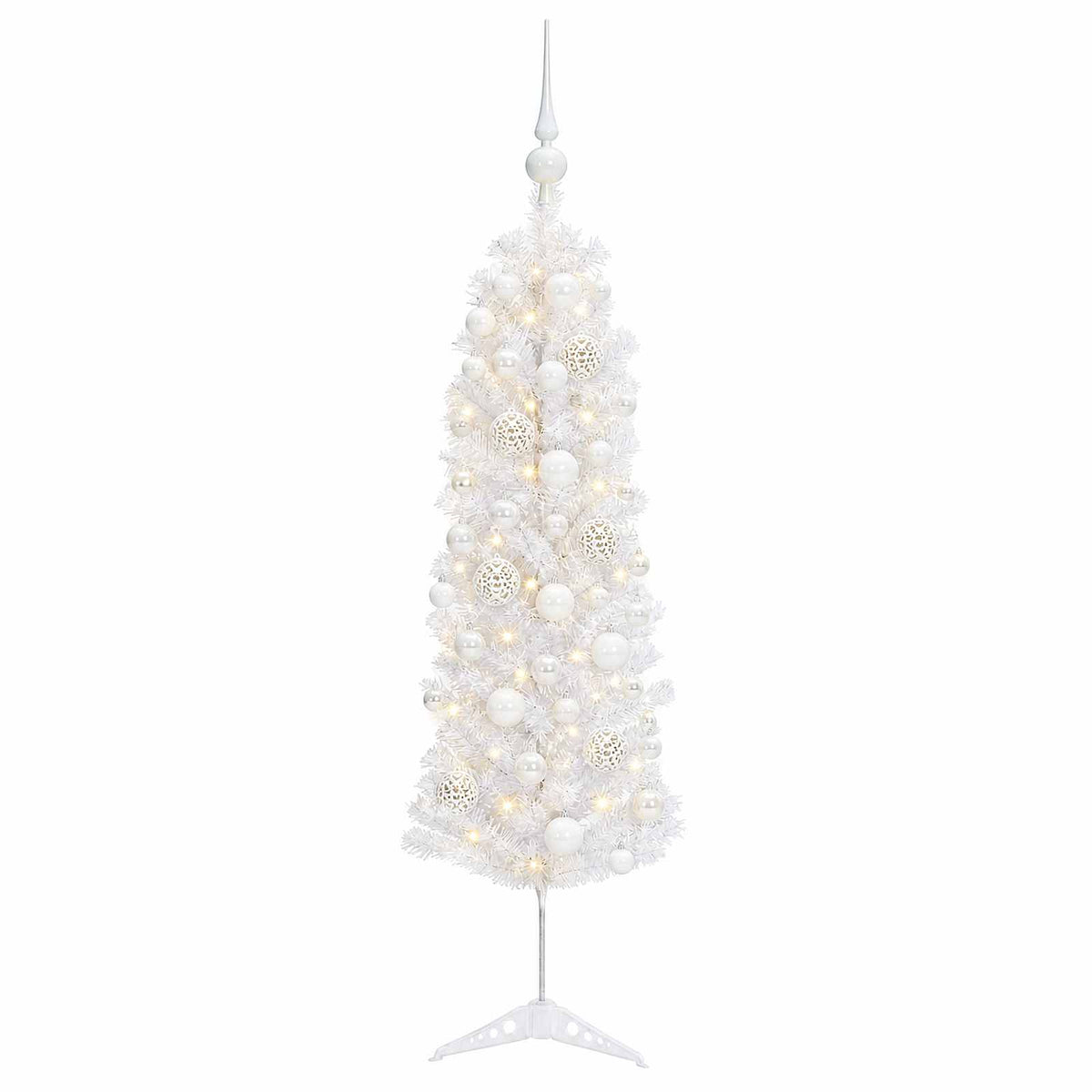 Dirbtinė siaura kalėdinė eglutė su žaisliuku 120 cm 150 LED