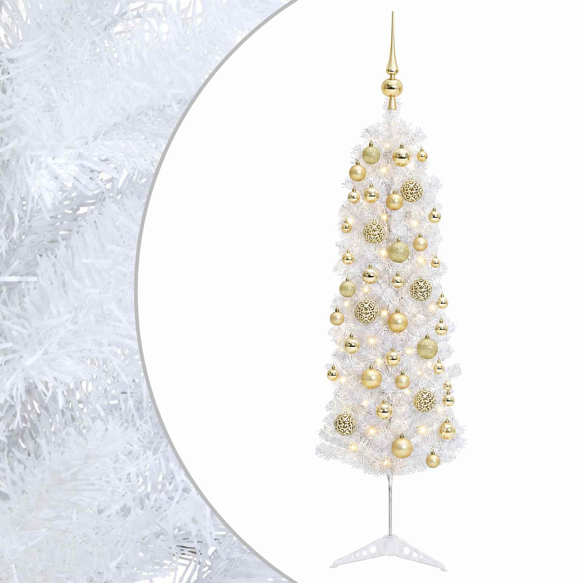Dirbtinė siaura kalėdinė eglutė su žaisliuku 120 cm 150 LED