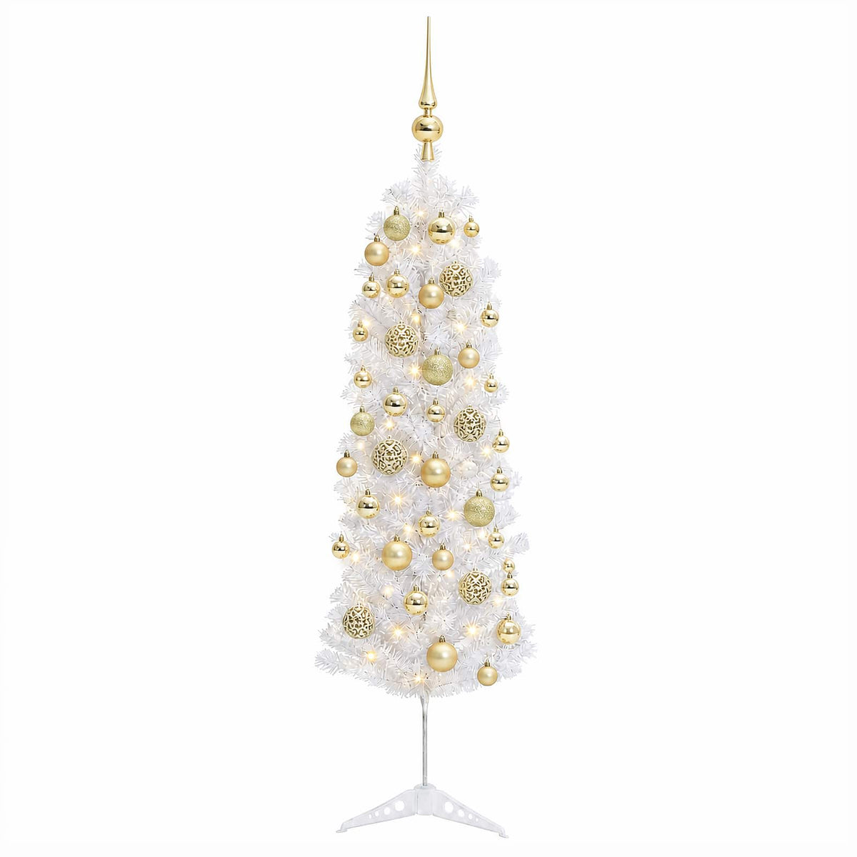 Dirbtinė siaura kalėdinė eglutė su žaisliuku 120 cm 150 LED