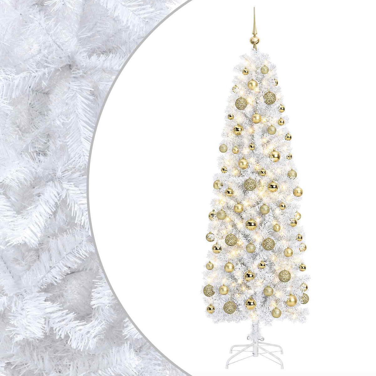 Dirbtinė siaura kalėdinė eglutė su žaisliuku 240 cm 300 LED