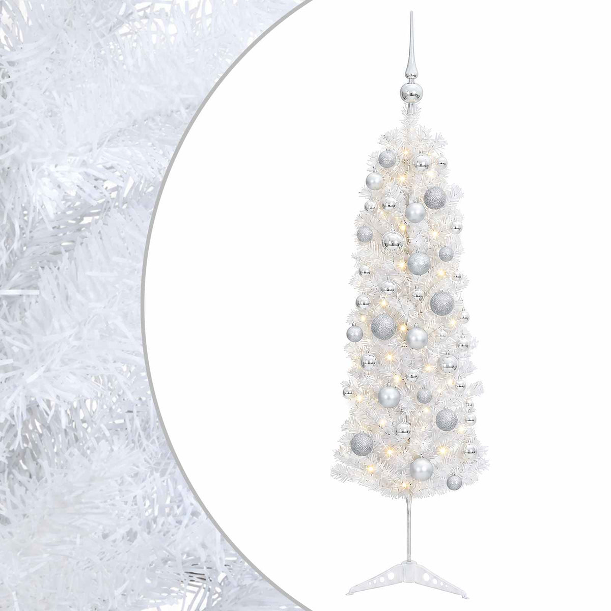 Dirbtinė siaura kalėdinė eglutė su žaisliuku 150 cm 150 LED