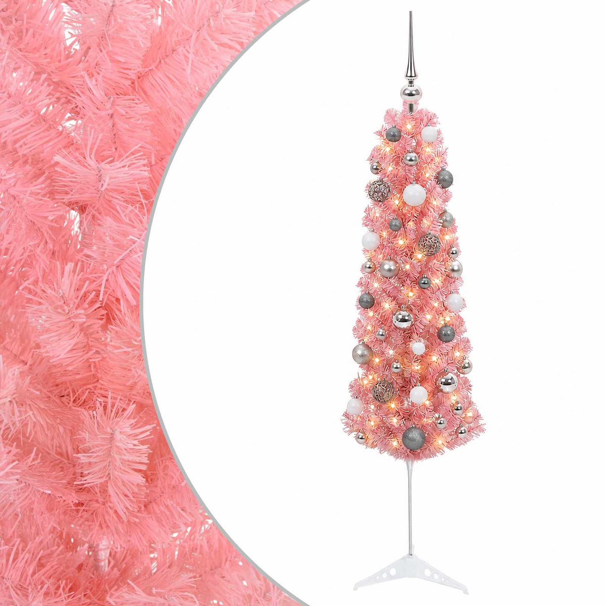 Dirbtinė siaura Kalėdų eglutė su žaisliuku 150 cm 150 LED