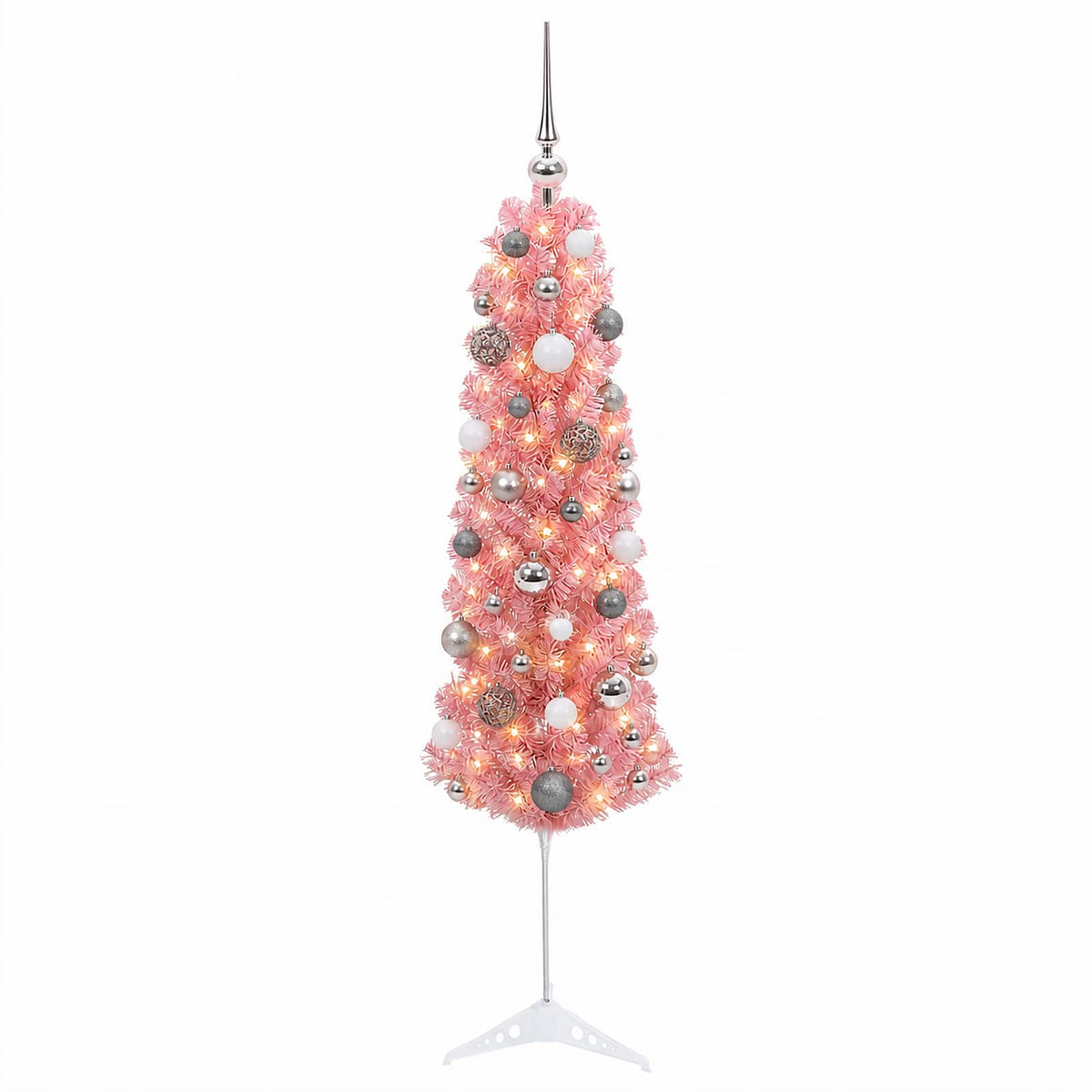 Dirbtinė siaura Kalėdų eglutė su žaisliuku 150 cm 150 LED