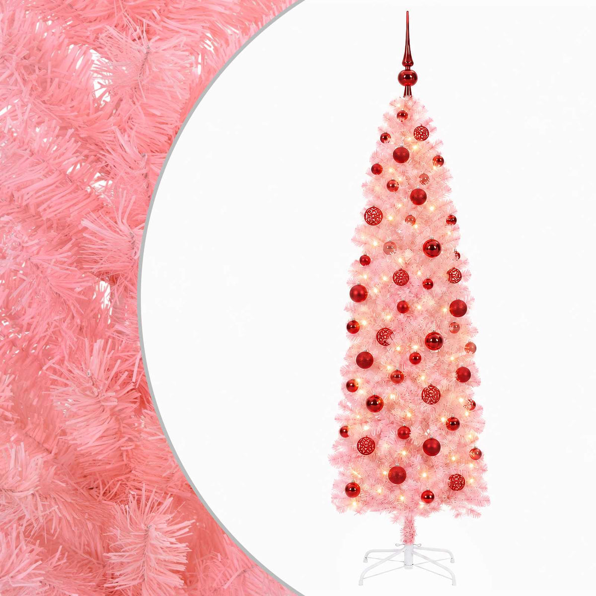 Dirbtinė siaura Kalėdų eglutė su žaisliuku 180 cm 300 LED