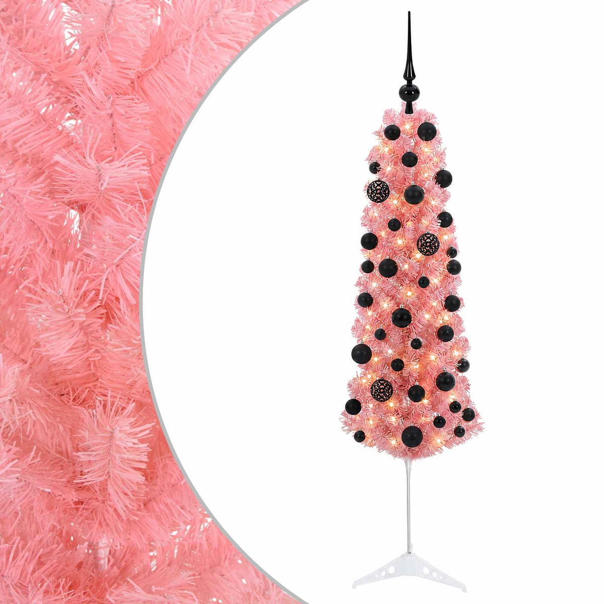 Dirbtinė siaura Kalėdų eglutė su žaisliuku 120 cm 150 LED
