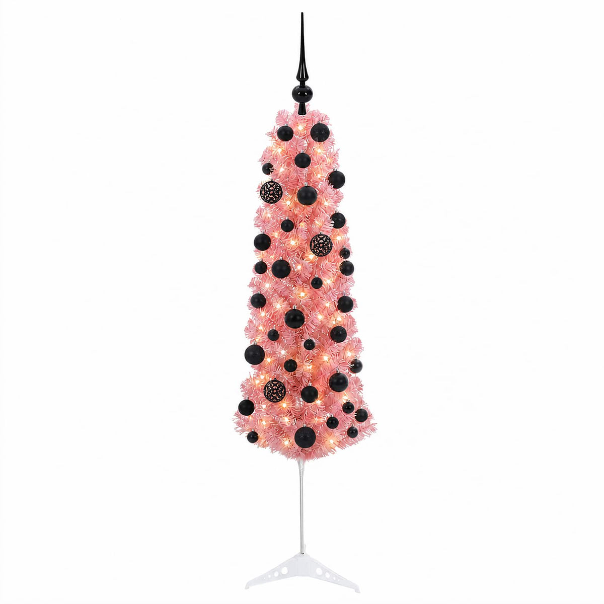 Dirbtinė siaura Kalėdų eglutė su žaisliuku 120 cm 150 LED