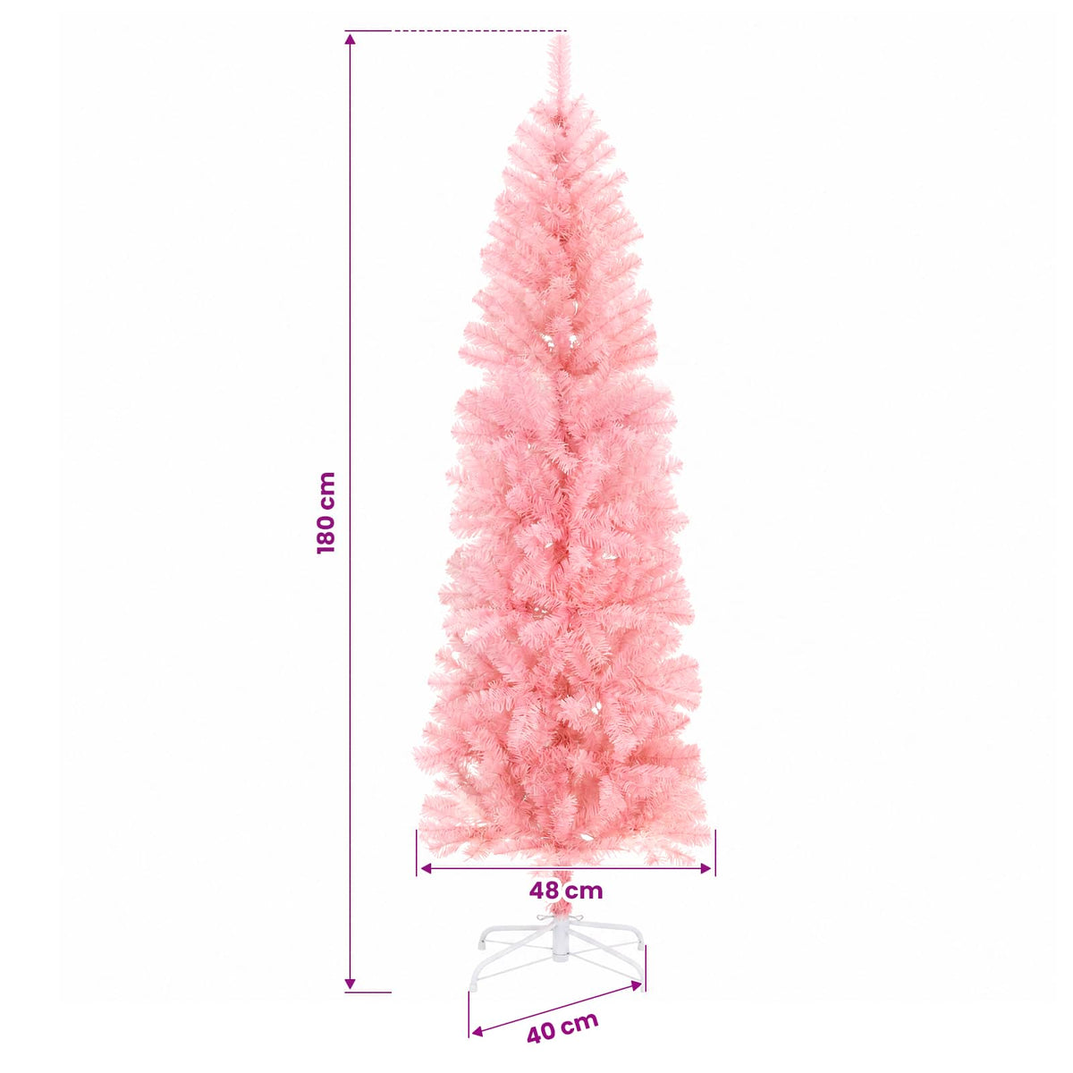 Dirbtinė siaura kalėdinė eglutė su žaisliukais 180 cm 300 LED