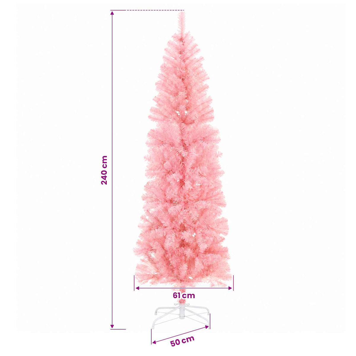 Dirbtinė siaura kalėdinė eglutė su žaisliuku 240 cm 300 LED