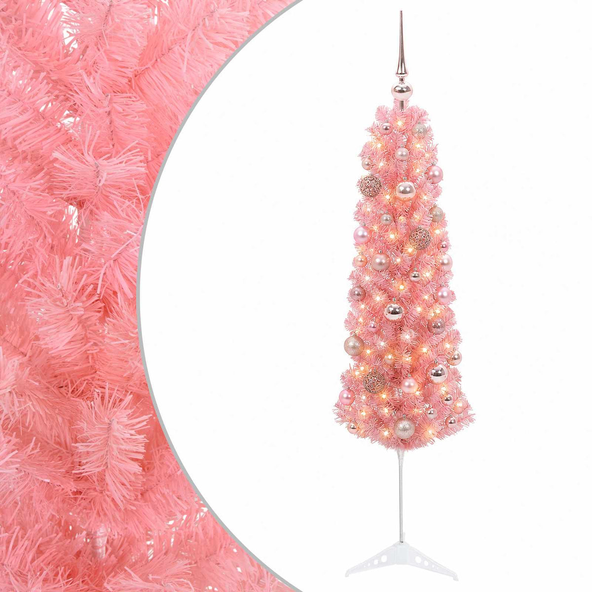 Dirbtinė siaura Kalėdų eglutė su žaisliuku 120 cm 150 LED