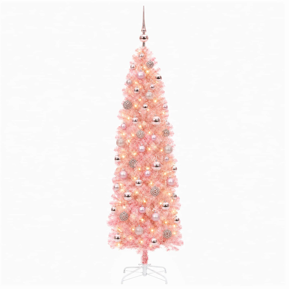 Dirbtinė siaura kalėdinė eglutė su žaisliuku 210 cm 300 LED