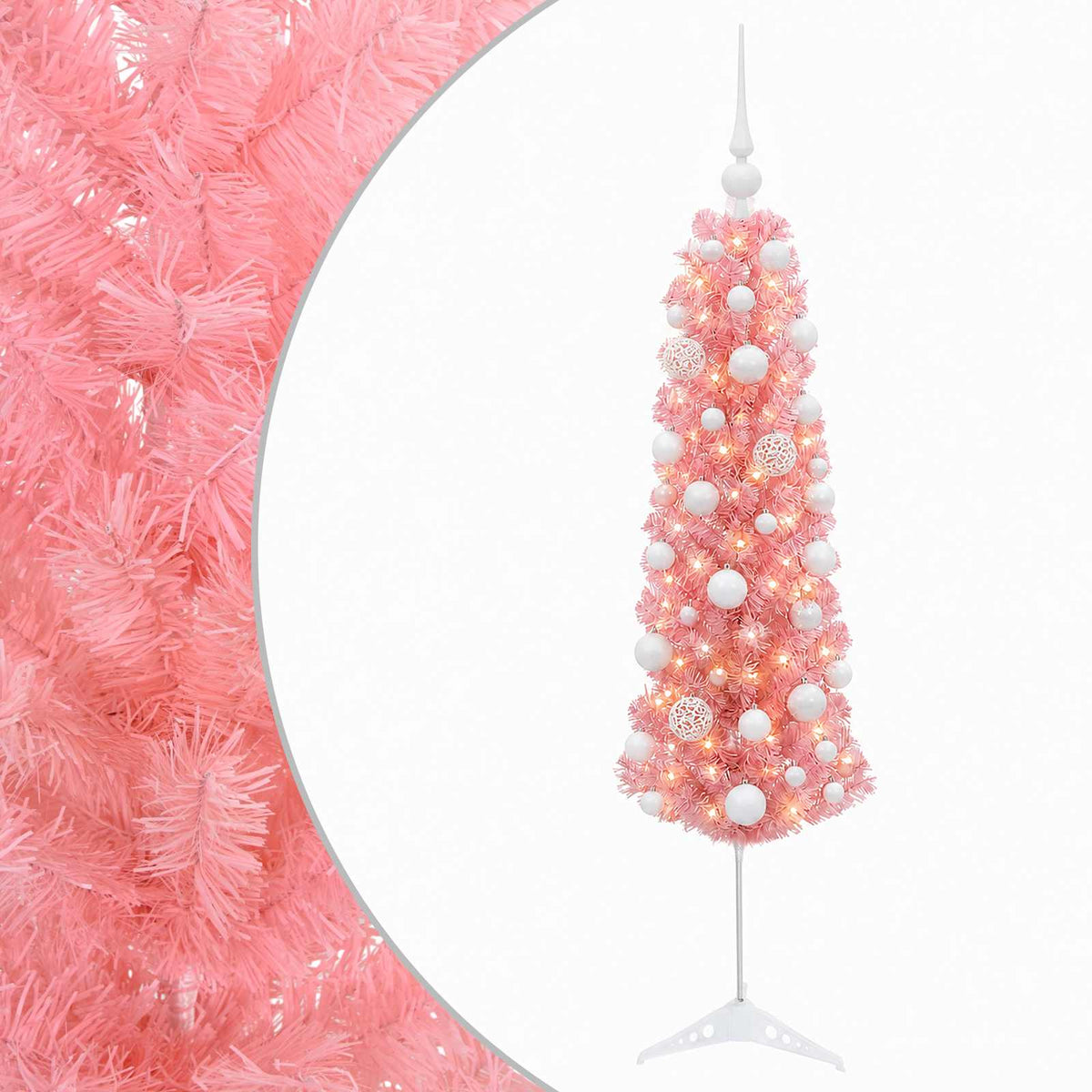 Dirbtinė siaura Kalėdų eglutė su žaisliuku 120 cm 150 LED
