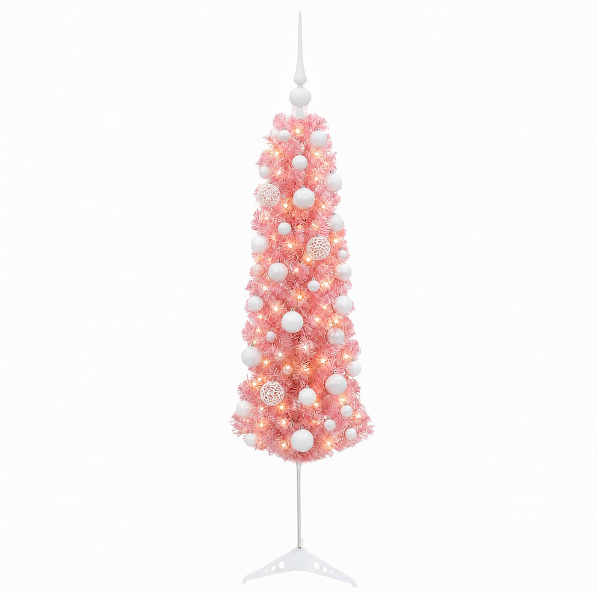 Dirbtinė siaura Kalėdų eglutė su žaisliuku 120 cm 150 LED