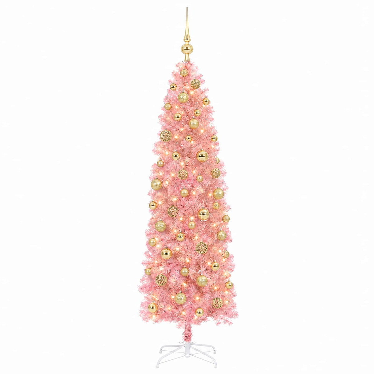 Dirbtinė siaura Kalėdų eglutė su žaisliuku 180 cm 300 LED