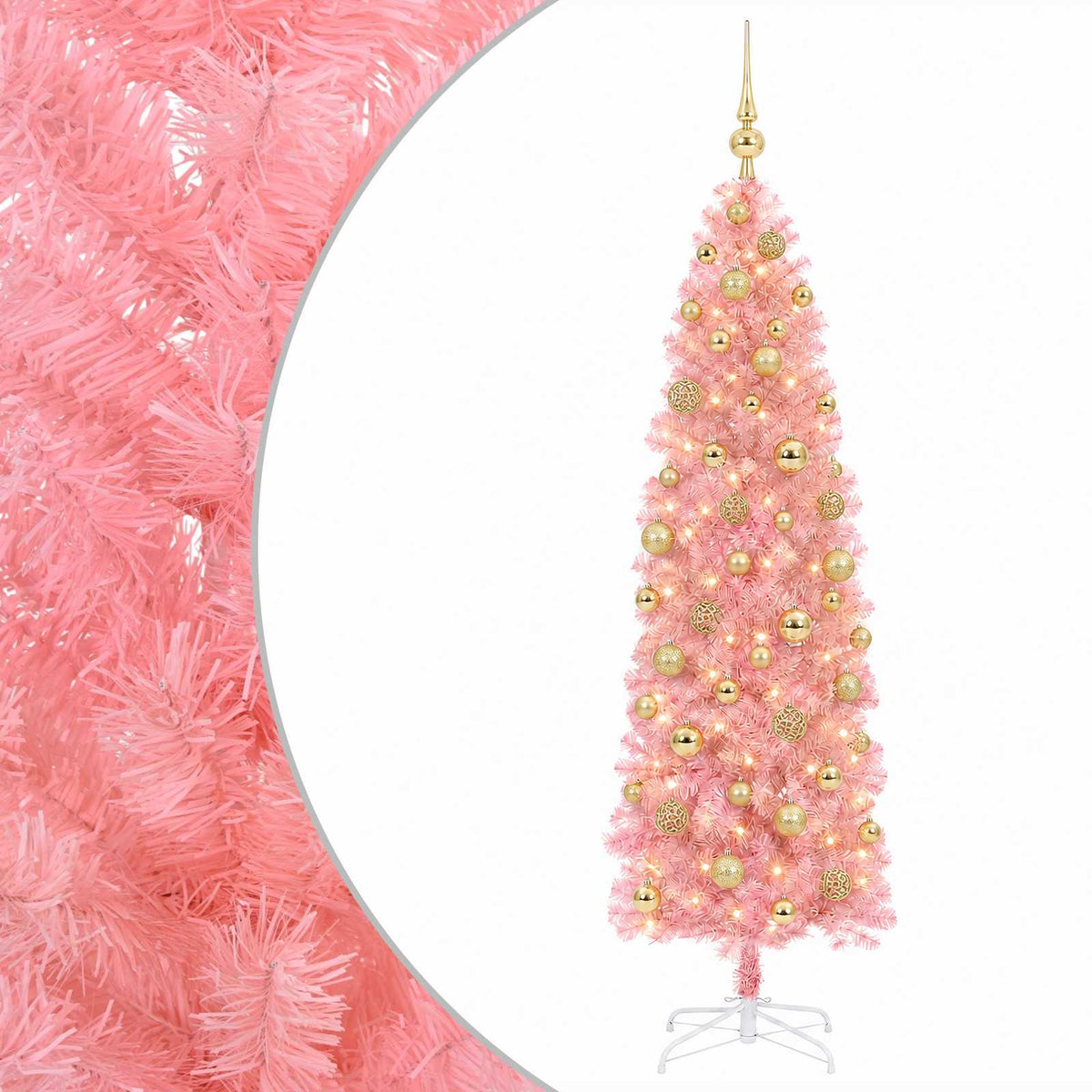 Dirbtinė siaura kalėdinė eglutė su žaisliuku 210 cm 300 LED