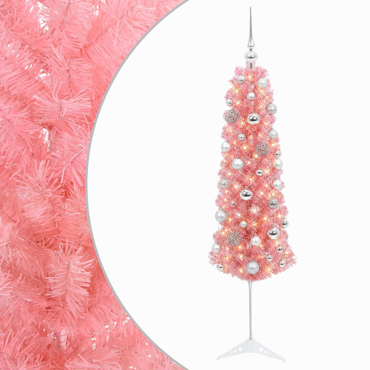 Dirbtinė siaura Kalėdų eglutė su žaisliuku 120 cm 150 LED