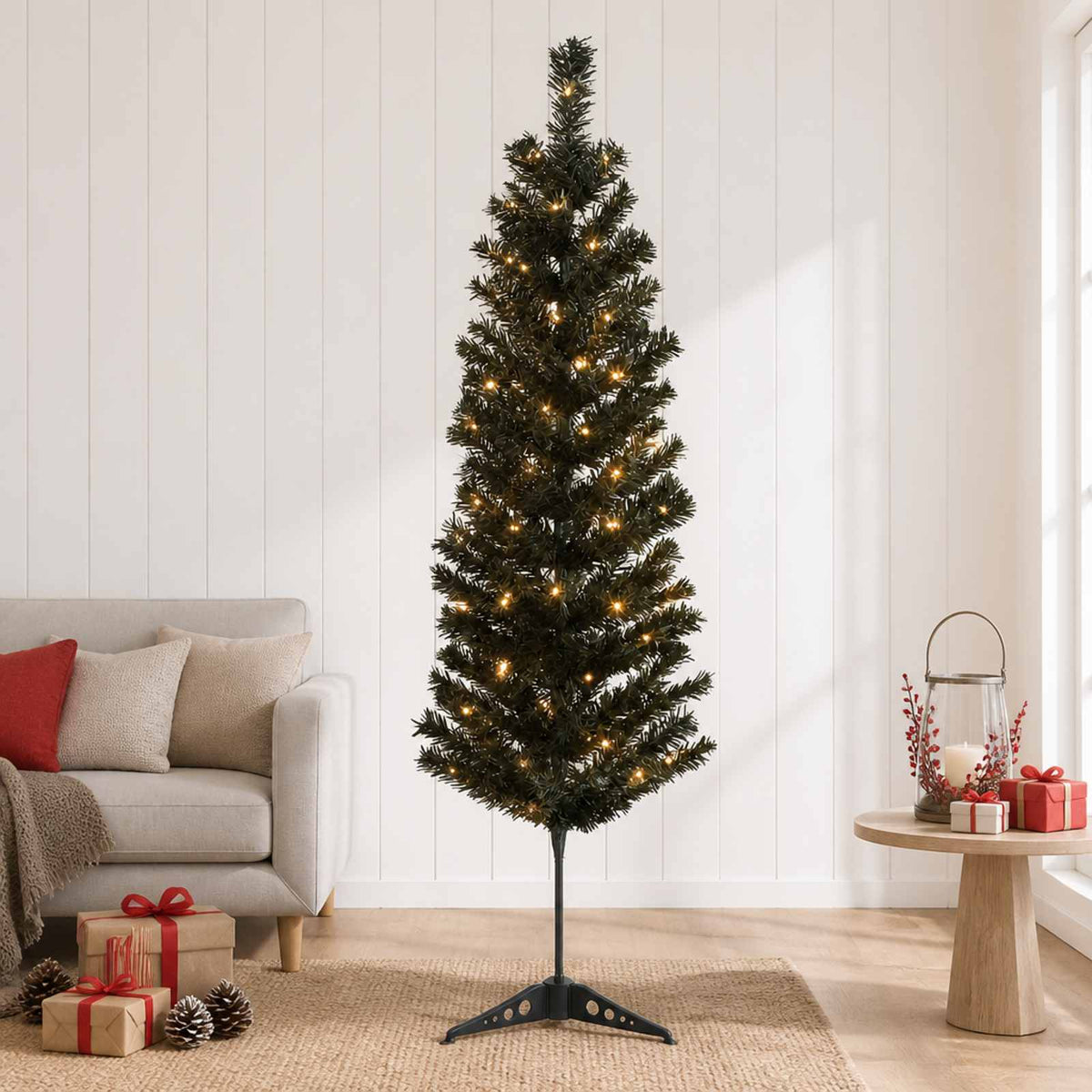 Dirbtinis lieknas Kalėdų medis 150 cm 150 LED Šilta balta